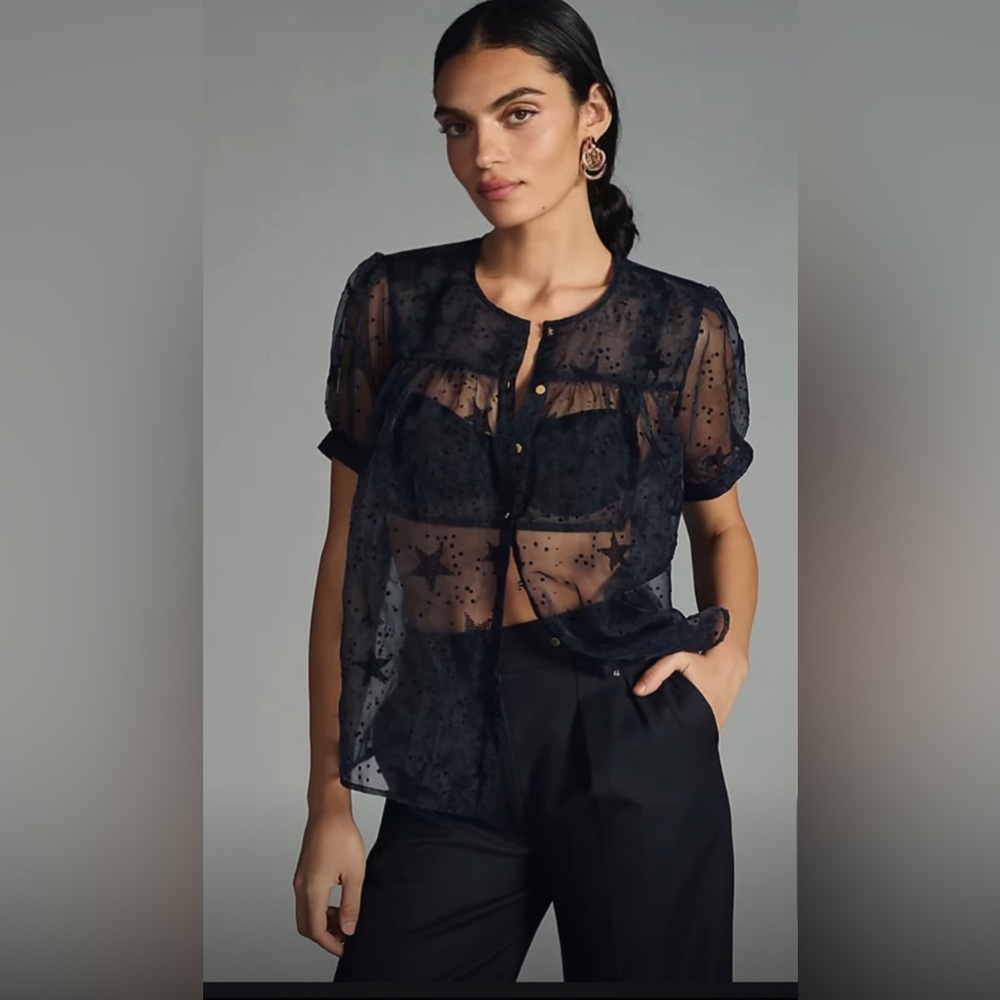 NWT  Sheer Star Blouse By Let Me Be
